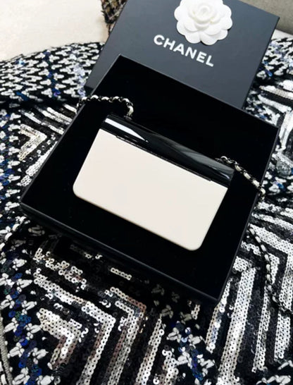 Chanel 21 black and white acrylic box minaudière