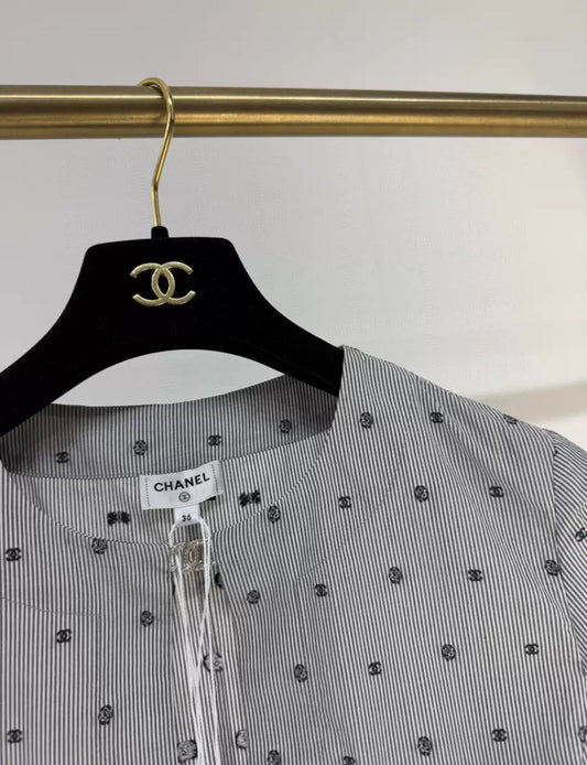 Chanel 24P striped polka dot shirt