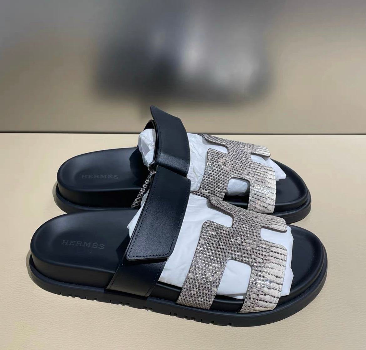 Hermes Lizard Chypre Black size 36