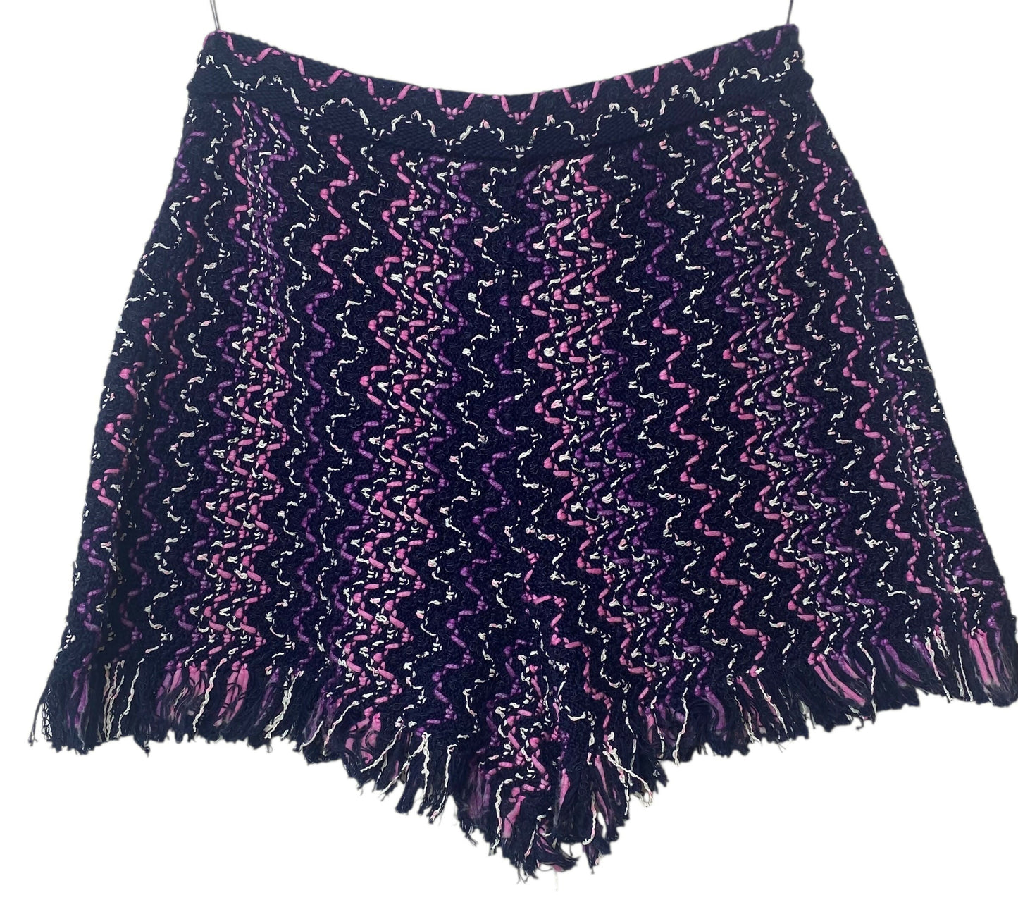 Chanel 21P Multicolor Tweed Fringe Shorts FR 38