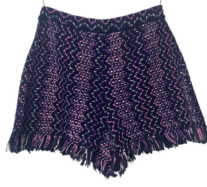 Chanel 21P Multicolor Tweed Fringe Shorts FR 38