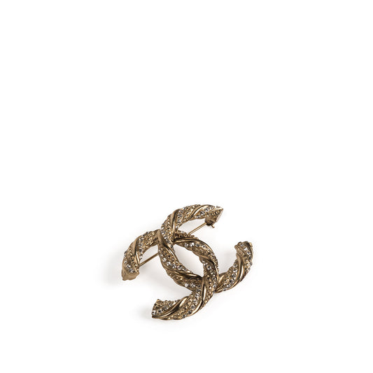 Chanel Crystal Twisted Rope CC Brooch