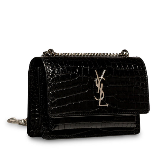 Saint Laurent Mini Sunset Bag - Croc Embossed