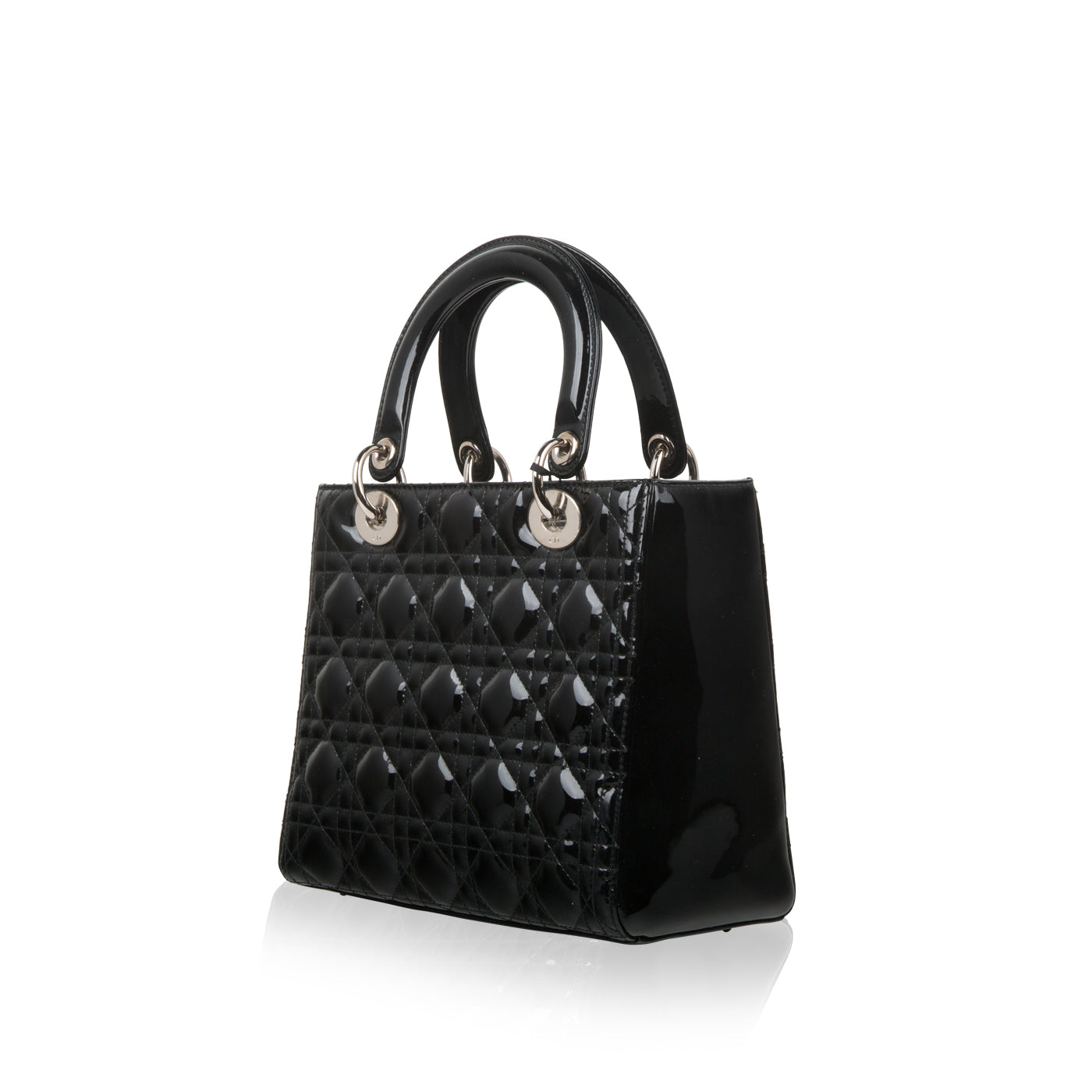 Christian Dior Lady Dior Black Patent Leather Medium