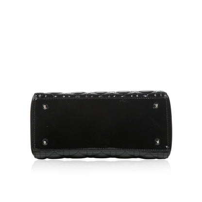 Christian Dior Lady Dior Black Patent Leather Medium