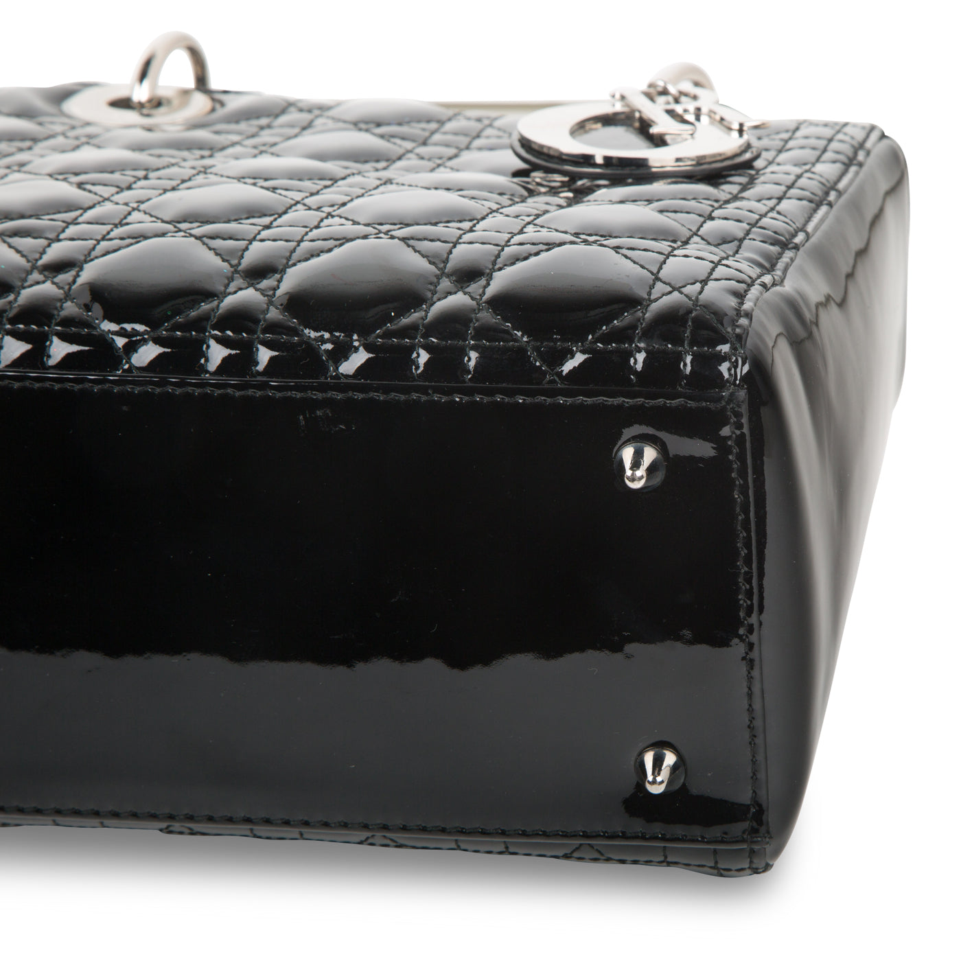 Christian Dior Lady Dior Black Patent Leather Medium