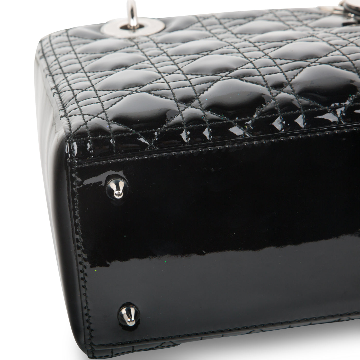 Christian Dior Lady Dior Black Patent Leather Medium