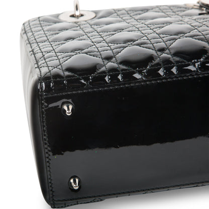 Christian Dior Lady Dior Black Patent Leather Medium