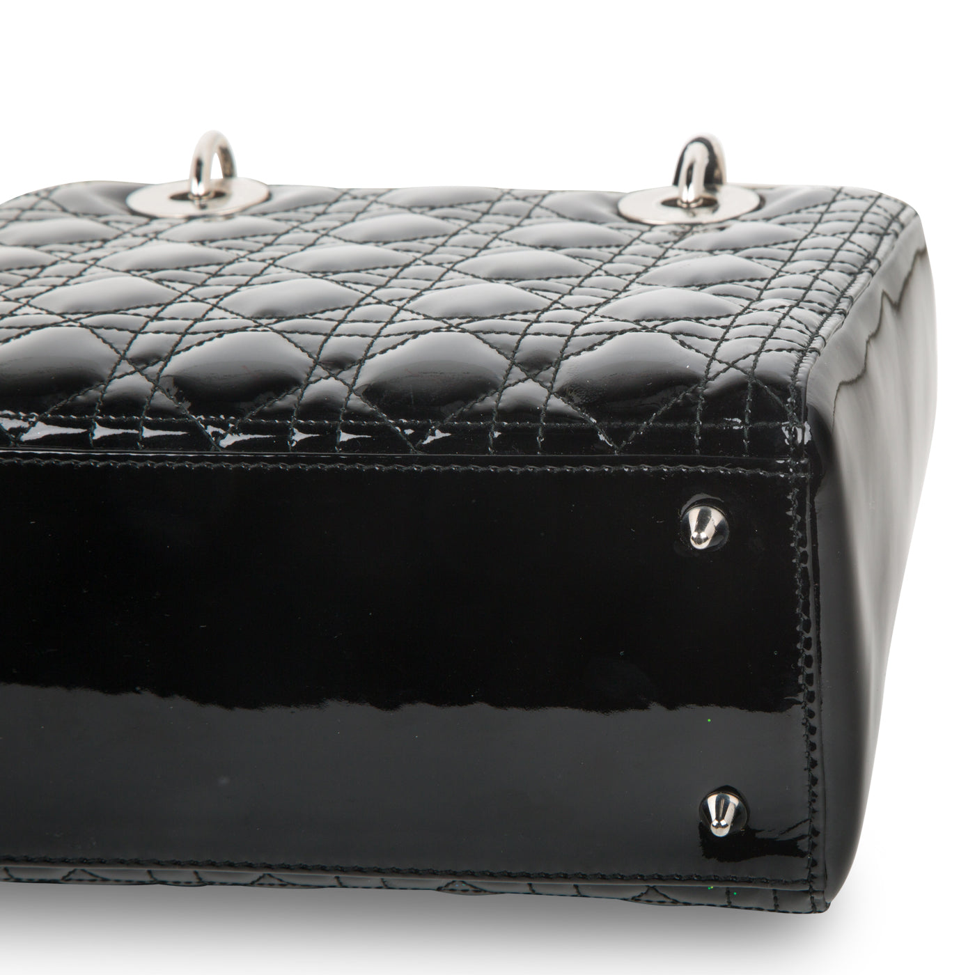 Christian Dior Lady Dior Black Patent Leather Medium