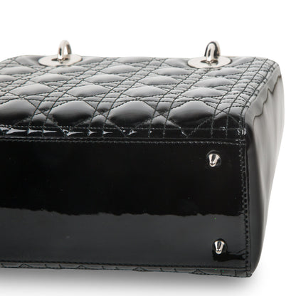Christian Dior Lady Dior Black Patent Leather Medium
