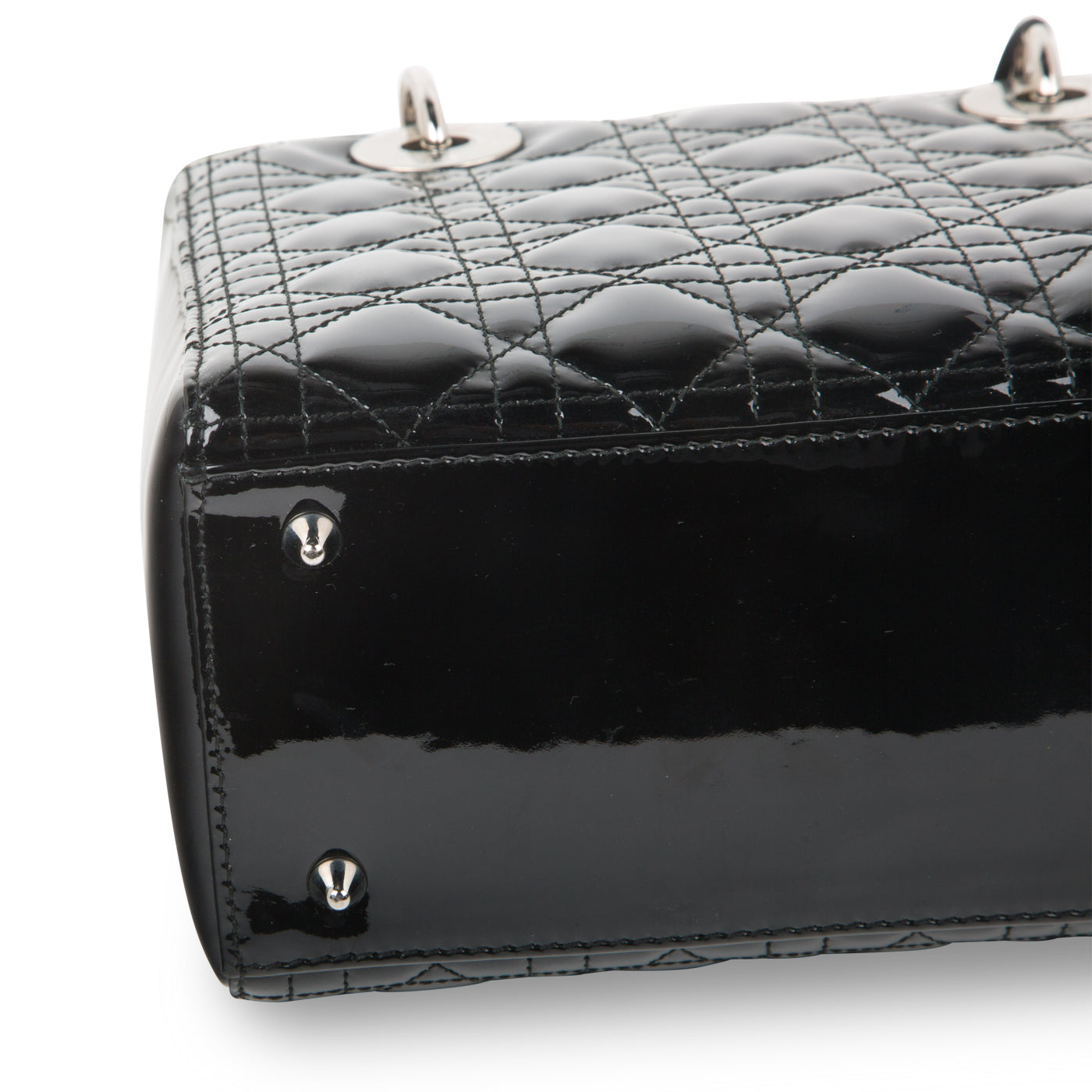 Christian Dior Lady Dior Black Patent Leather Medium