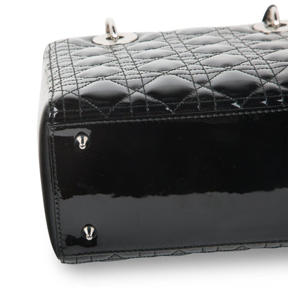 Christian Dior Lady Dior Black Patent Leather Medium