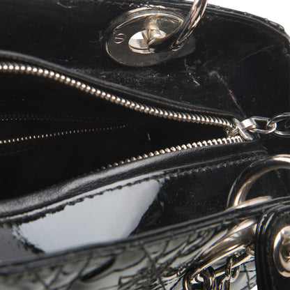Christian Dior Lady Dior Black Patent Leather Medium