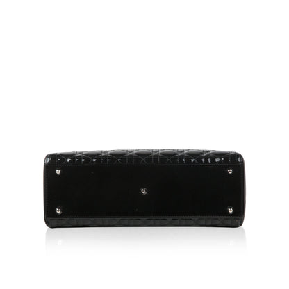 Christian Dior Lady Dior Black Patent Leather Large