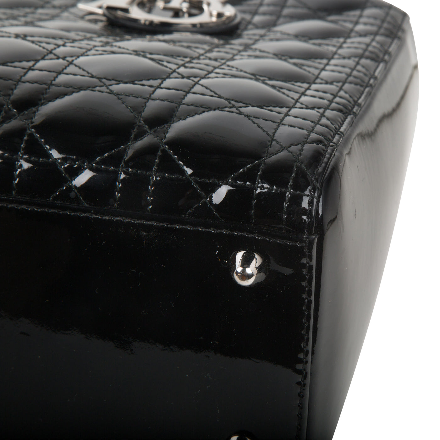 Christian Dior Lady Dior Black Patent Leather Large