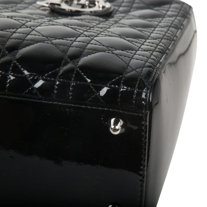 Christian Dior Lady Dior Black Patent Leather Large