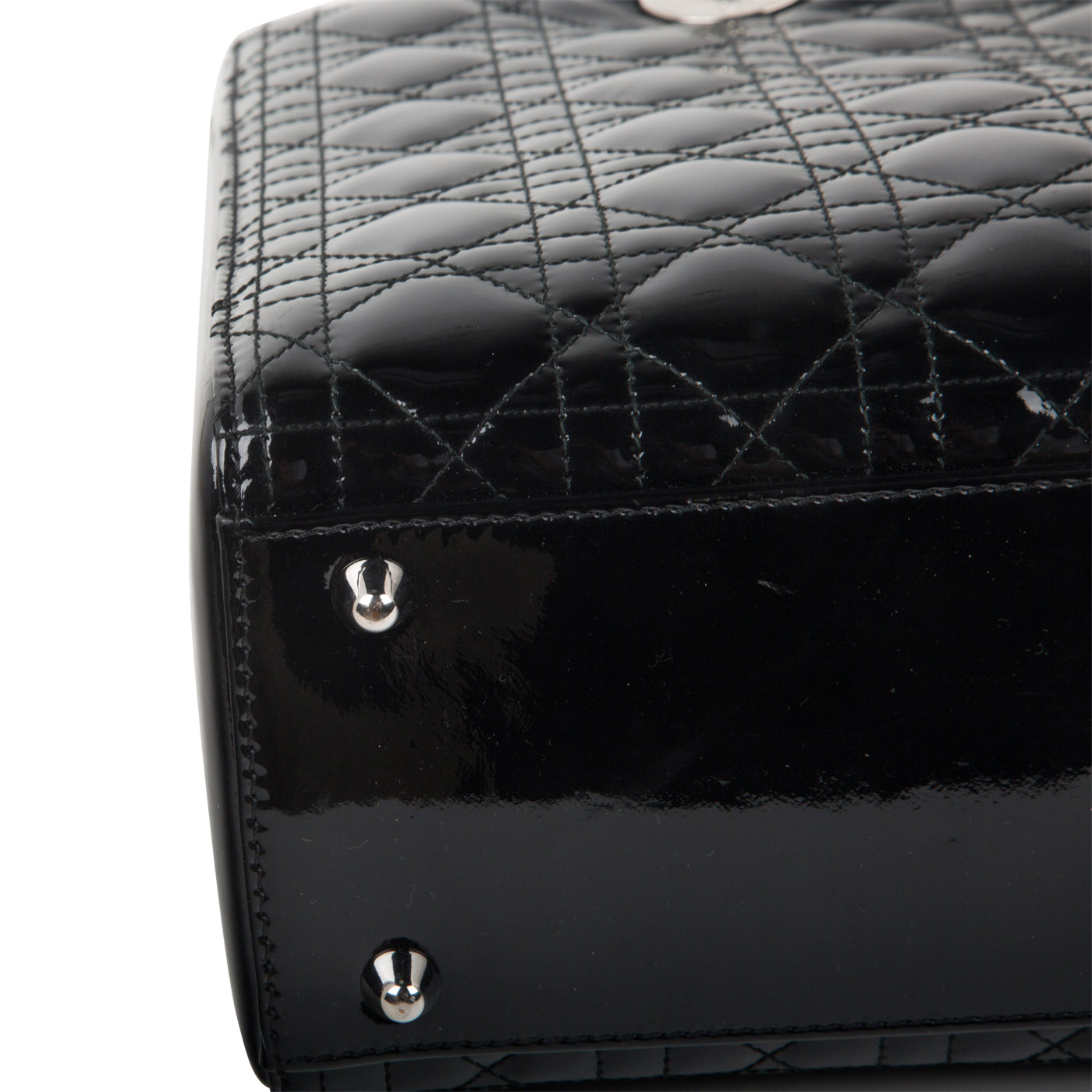 Christian Dior Lady Dior Black Patent Leather Large