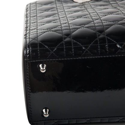 Christian Dior Lady Dior Black Patent Leather Large