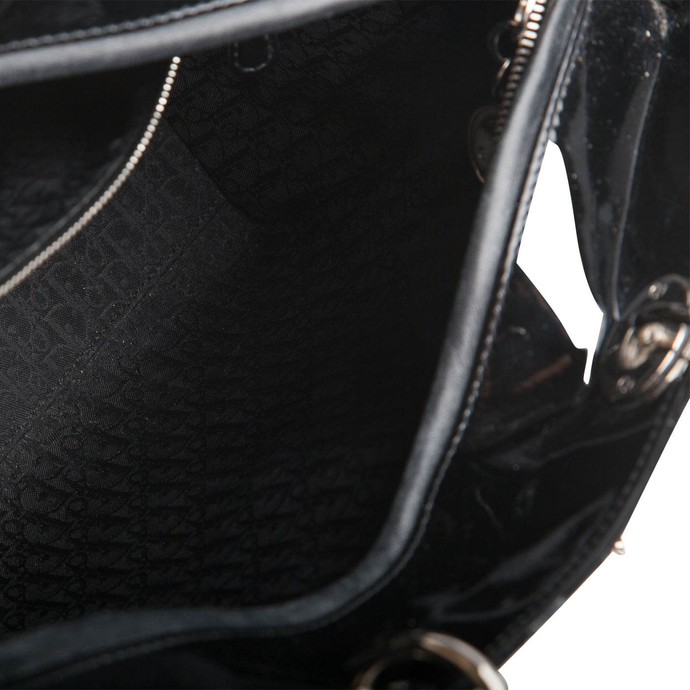 Christian Dior Lady Dior Black Patent Leather Large