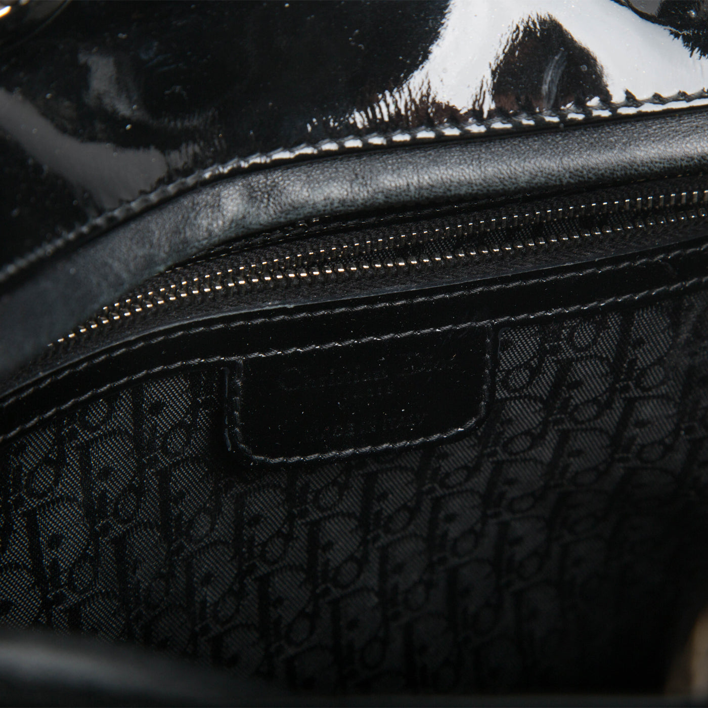 Christian Dior Lady Dior Black Patent Leather Large