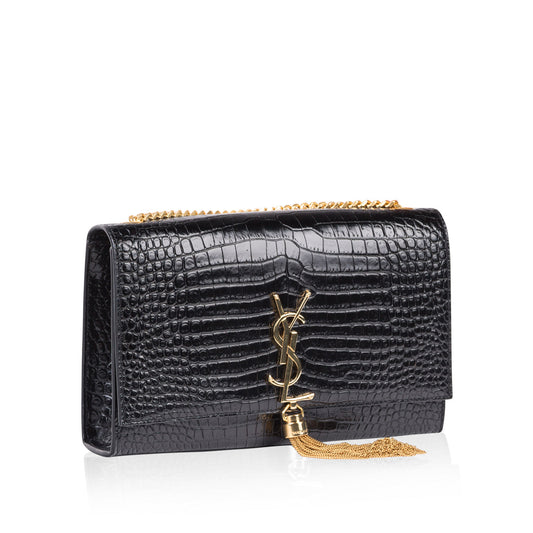 Saint Laurent Kate Tassel Croc Embossed