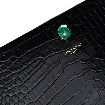 Saint Laurent Kate Tassel Croc Embossed