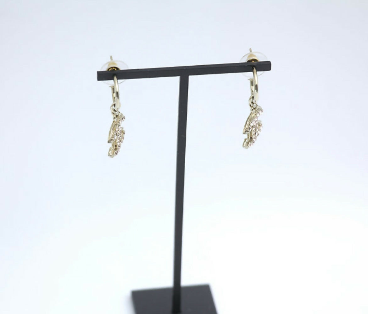 Chanel Vintage 08C Rhinestone Light Pink Hoop Stud Earrings
