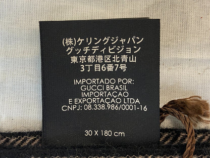 GUCCI Web Stripe Wool Scarf Brown 387574