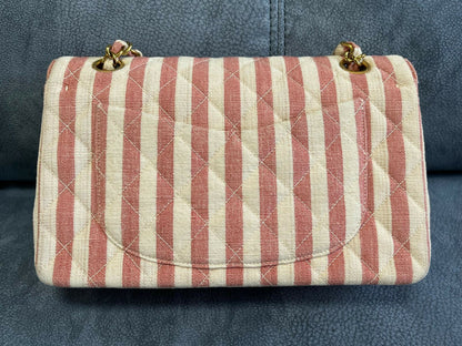 Chanel Vintage Striped Linen Classic Flap Bag