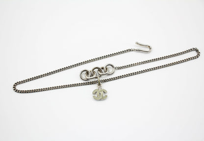Chanel Vintage 04P Enamel Dark Green Silver Necklace