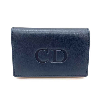 Dior Leather Card Case Navy Red