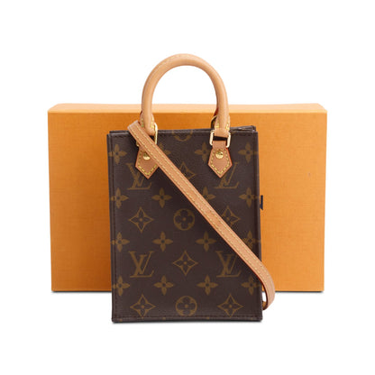 Louis Vuitton Monogram Petit Sac Plat w/ Strap & Box