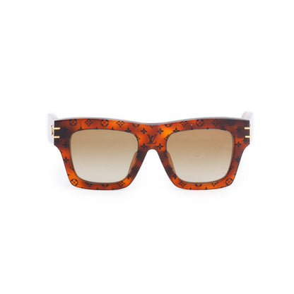 Louis Vuitton 2021 Z1483E Brown Monogram Acetate Blade Square Sunglasses