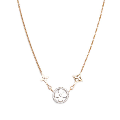 Louis Vuitton 18k Rose, Yellow & White Gold Diamond Idylle Blossom XL 3 Golds Necklace w/ Box