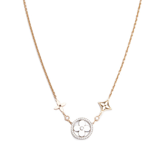 Louis Vuitton 18k Rose, Yellow & White Gold Diamond Idylle Blossom XL 3 Golds Necklace w/ Box