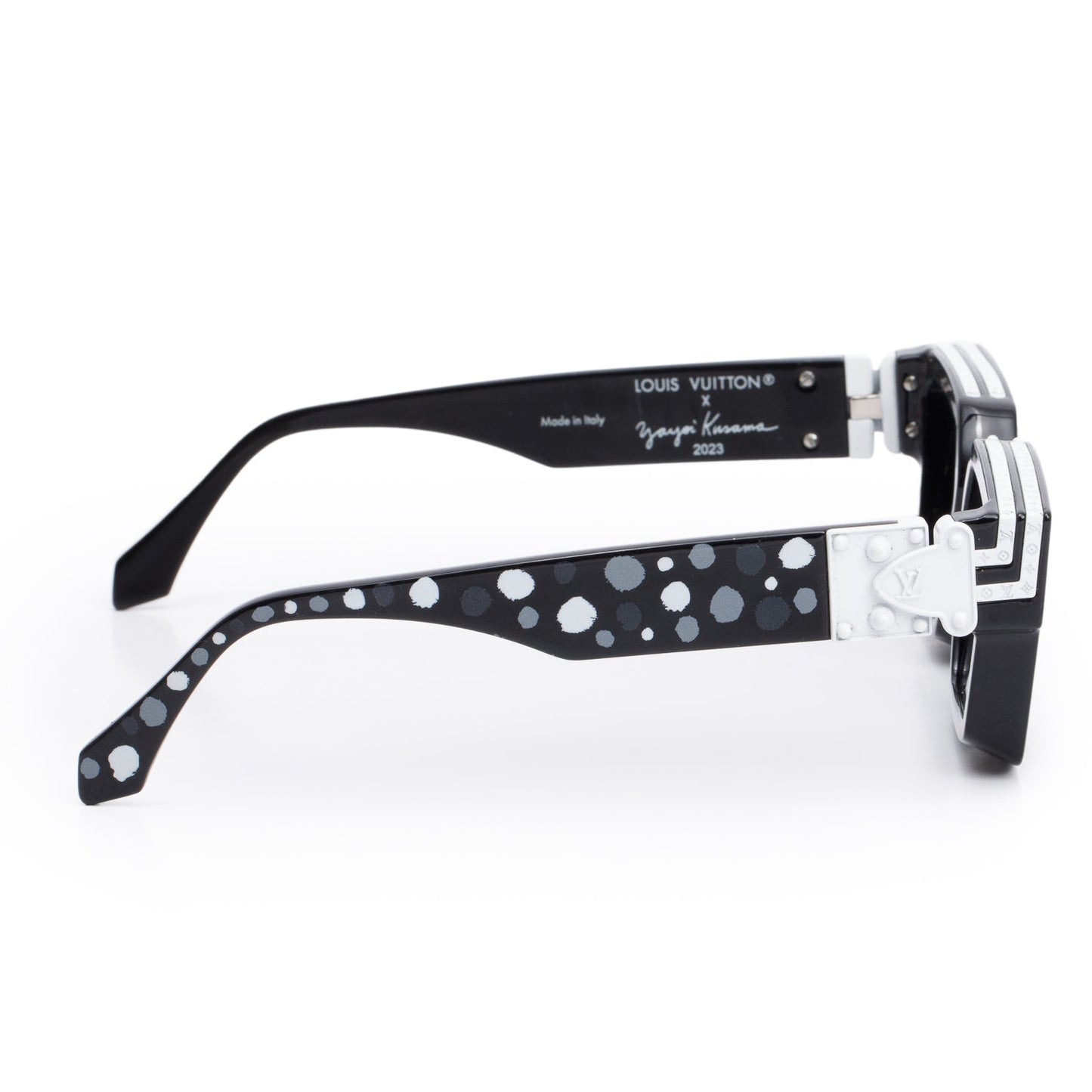 Louis Vuitton 2022 Black Painted Dots Acetate 1.1 Millionaires Sunglasses w/ Case