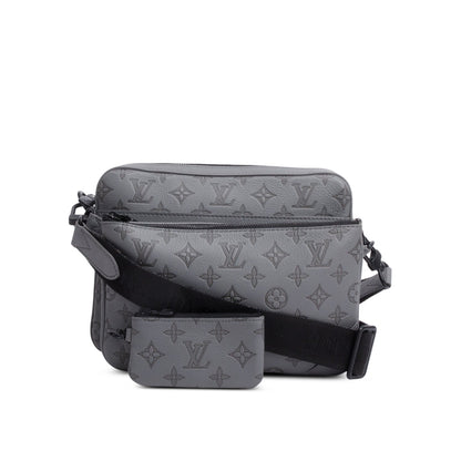 Louis Vuitton Grey Monogram Shadow Embossed Calfskin Leather Trio Messenger Bag
