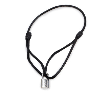 Louis Vuitton Sterling Silver Lockit Black Cord Charm Bracelet