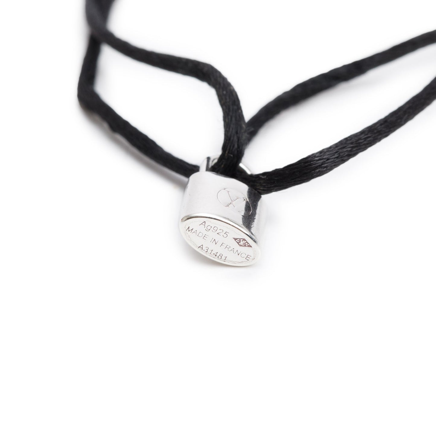 Louis Vuitton Sterling Silver Lockit Black Cord Charm Bracelet