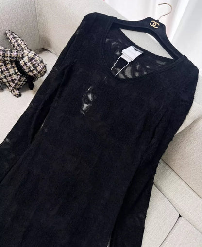 Chanel 24B black lace dress
