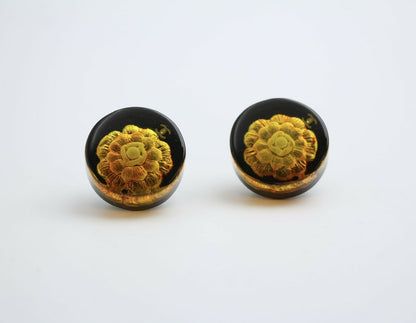Chanel Vintage 98A Acrylic Brown Camellia Clip-on Earrings