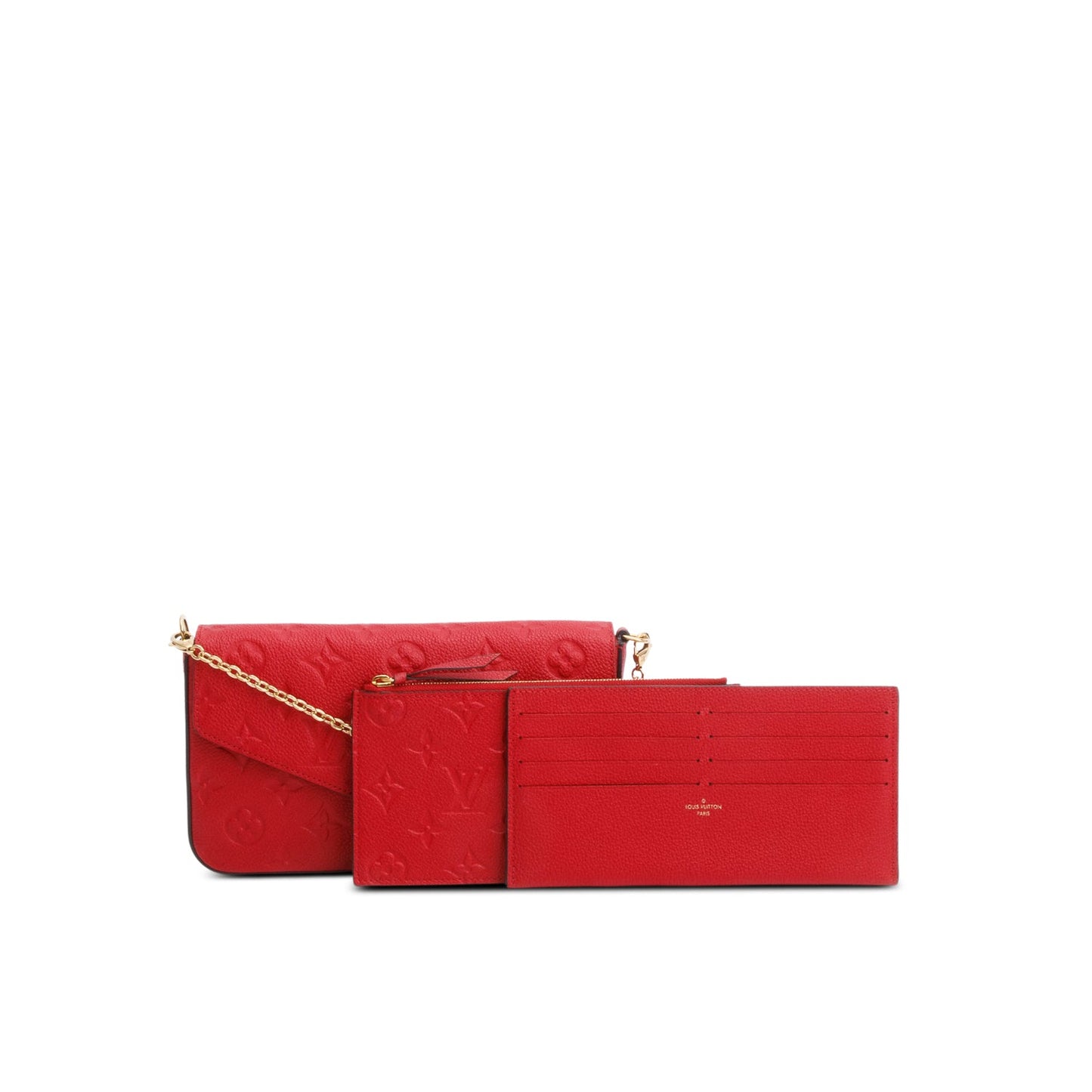 Louis Vuitton Red Monogram Empreinte Leather Felicie Pochette w/ Inserts