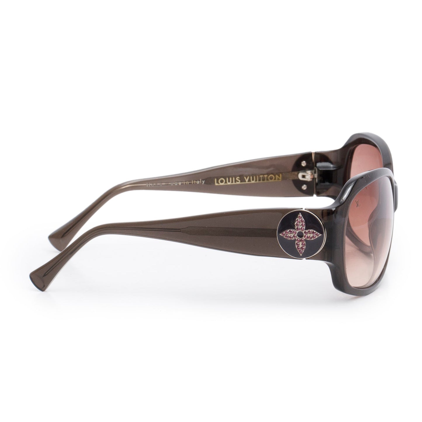 Louis Vuitton Z0134E Brown Acetate Crystal Ursula Square Sunglasses w/ Case