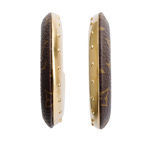 Louis Vuitton Monogram Canvas Gold Tone Wild V Hoop Earrings