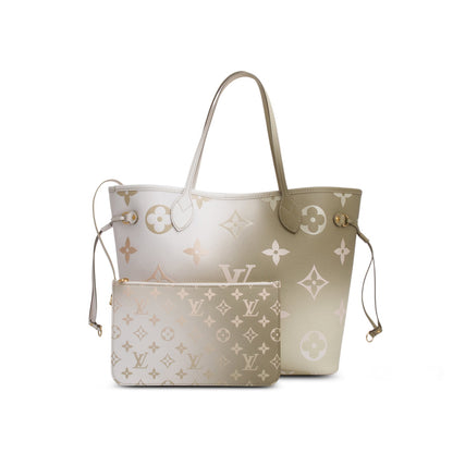 Louis Vuitton Monogram Sunset Khaki Giant Spring in The City Neverfull MM w/ Pouch