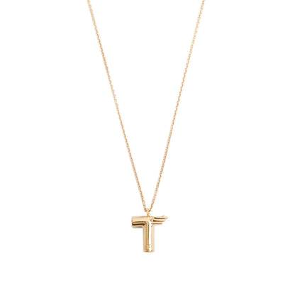 Louis Vuitton Gold Plated LV & Me Letter 'T' Pendant Necklace w/ Box