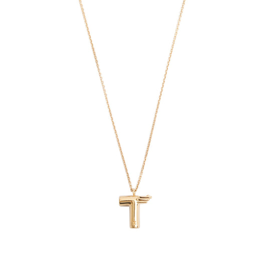 Louis Vuitton Gold Plated LV & Me Letter 'T' Pendant Necklace w/ Box