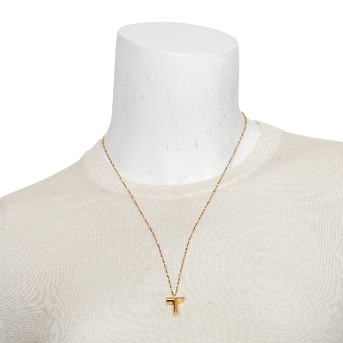 Louis Vuitton Gold Plated LV & Me Letter 'T' Pendant Necklace w/ Box