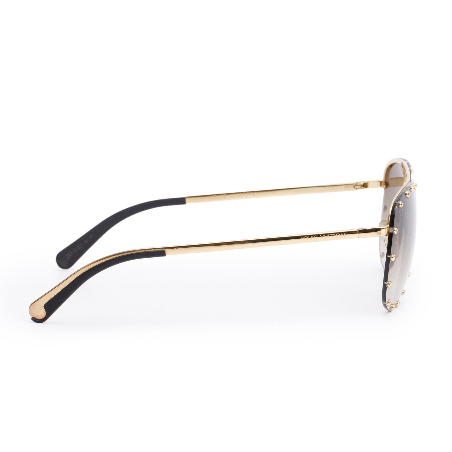 Louis Vuitton Z0914U Gold-Tone Studded The Party Aviator Sunglasses w/ Case