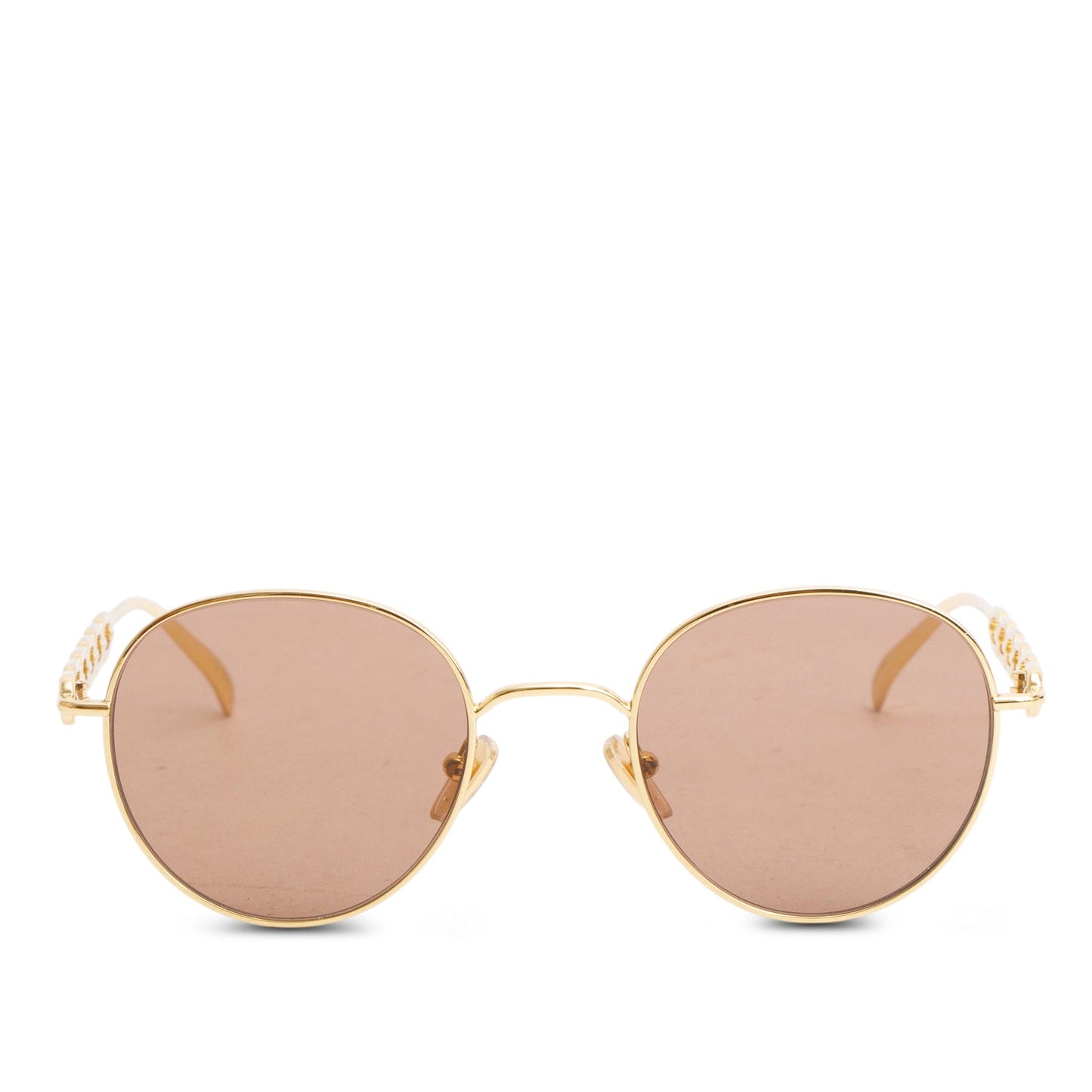 Louis Vuitton Z2471U Gold Tone My LV Chain Round Sunglasses w/ Case